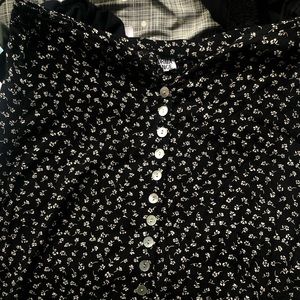 Black Floral MIDI Slit Alt Skirt